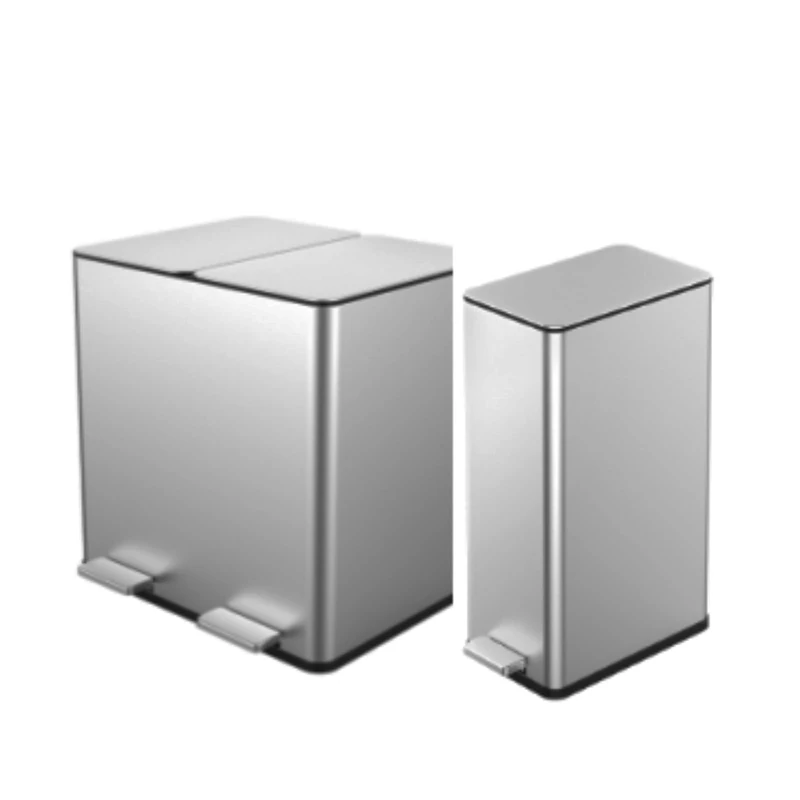YEAUPE PRO Kitchen Bin, 20+40L Recycling Bin, 3 Compartment Rubbish Bin for Recycling and Waste, Soft-Close Lids, Pedals, Inner Buckets, Stainless Steel Pedal Bin Trash Can with 15 Liners Silver