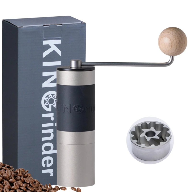 Silver KINGrinder K2 Manual Coffee Grinder Straight Handle Stainless Burr
