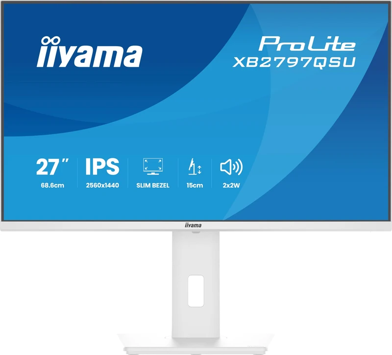 iiyama XB2797QSU-W1 27 inch IPS, 4-side slim White, 2560x1440, 4ms GtG (1ms MPRT), 2x HDMI/DP/USB Hub, Adaptive Sync, HAS