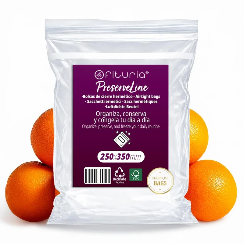 Clear Zip Bags 250x350mm with Airtight Closure, Zip Bags for Food, Snack, Freezing and Kitchen and Travel Organization - Ofituria (300 Bags)