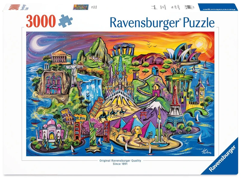 Ravensburger Isle of Sights 3000 Piece Jigsaw Puzzle for Adults – Colourful World Landmarks, Premium Quality