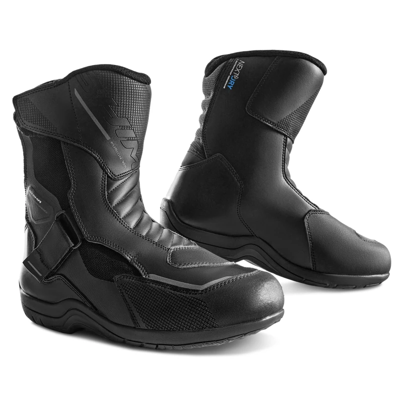 SHIMA Fusion WP Motorbike Boots for Men Waterproof Leather Shoes All-Year Touring Velcro Motorcycle Long Ankle Protector Urban Bike Casual Classic Riding Motor Boot (Mens, Black, UK 8) - Image 1