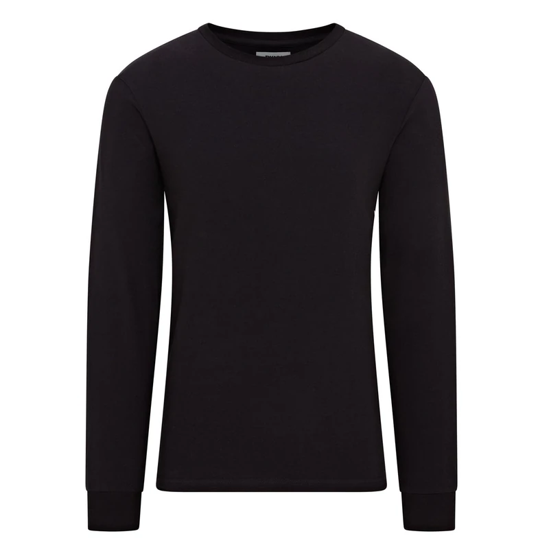 DKNY Elks Mens Long Sleeve T Shirt | Cotton Base Layer | Breathable Men's Long Sleeve T-Shirt | Mens Casual Tops, Modern Design, 100% Cotton, Branding Black