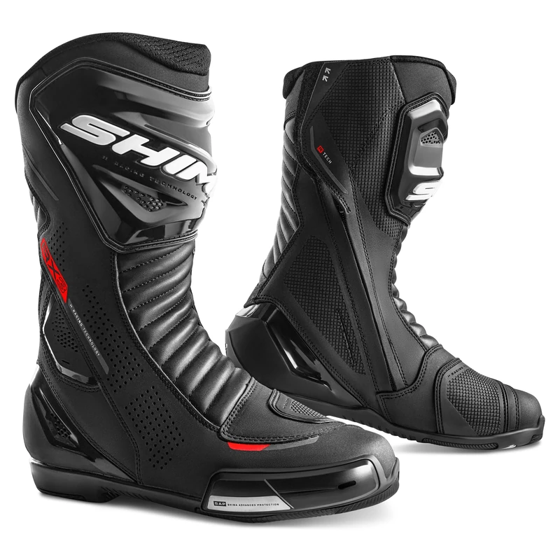 SHIMA RX-3 Motorbike Boots for Men Leather Ventilated Shoes Sport Summer Touring Velcro Motorcycle Long Ankle Protector Urban Bike Casual Classic Riding Motor Boot (Mens, Red Fluo, UK 9.5)