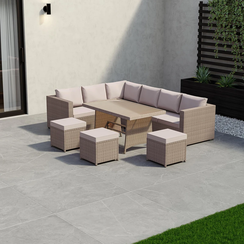 Garden Vida Belgrave 9 Seater Rattan Garden Dining Set