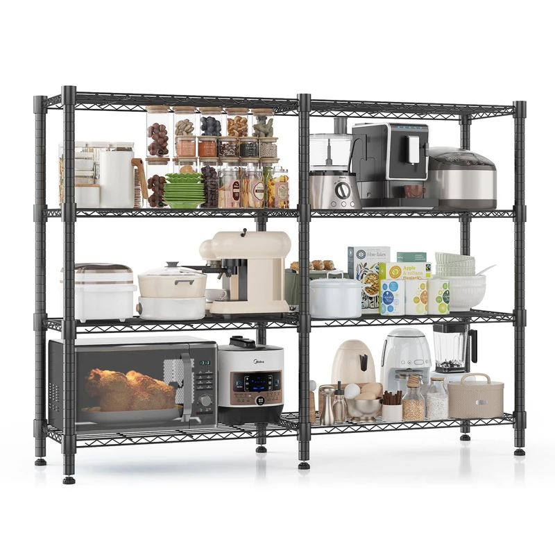 Himimi 4 Tier Heavy Duty Wire Shelving Unit, 152W x 35D x 152H cm, Adjustable Metal Shelving Unit for Storage, Large Tall Storage Shelves Rack Shelf for Garage Kitchen Pantry Shed Utility Room, Black