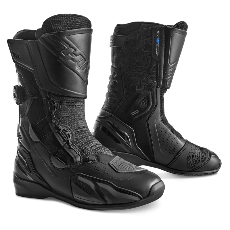 SHIMA Tenex WP Motorbike Boots for Men Waterproof Atop Leather Shoes All-Year Touring Velcro Motorcycle Long Ankle Protector Urban Bike Casual Classic Riding Motor Boot (Men's Black, UK 8)