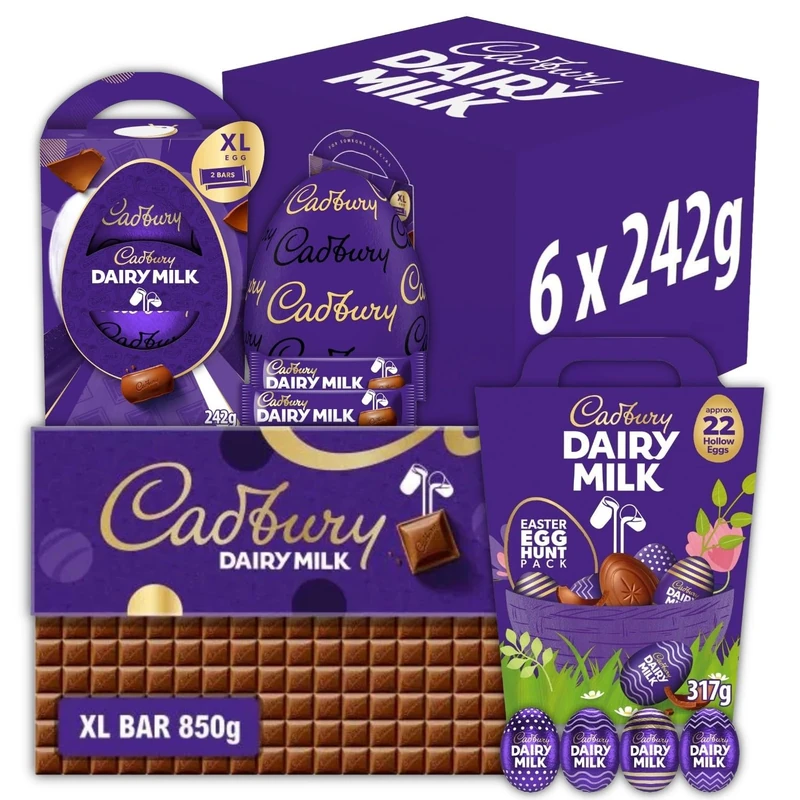 Cadbury Dairy Milk Chocolate Easter Eggs & Hunt Bundle - Gifts for Easter, Includes 6 Large Eggs, Hunt Pack & Extra-Large Chocolate Gift Bar