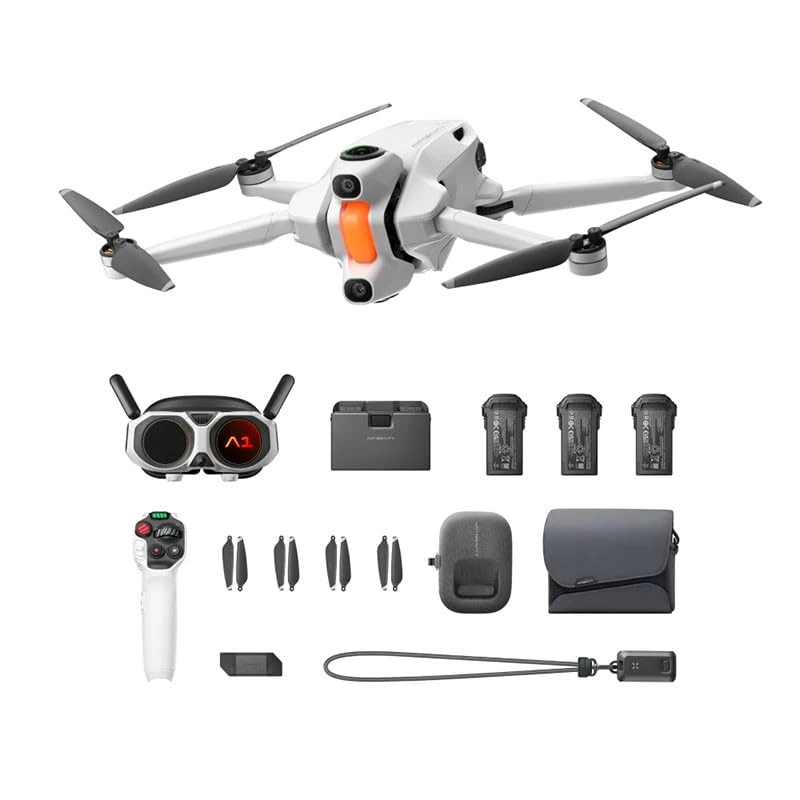 Antigravity A1 Drone (Powered by Insta360) - INFINITY Bundle 8K 360 Degree Foldable Drone & Goggles for Immersive Flight with Point-to-Fly Motion Control with Case / 3x High Power Batteries
