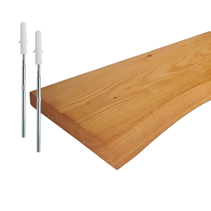 Relaxdays Rustic Live Edge Wall Shelf, Floating Pine Storage, 70x22x3 cm, Natural