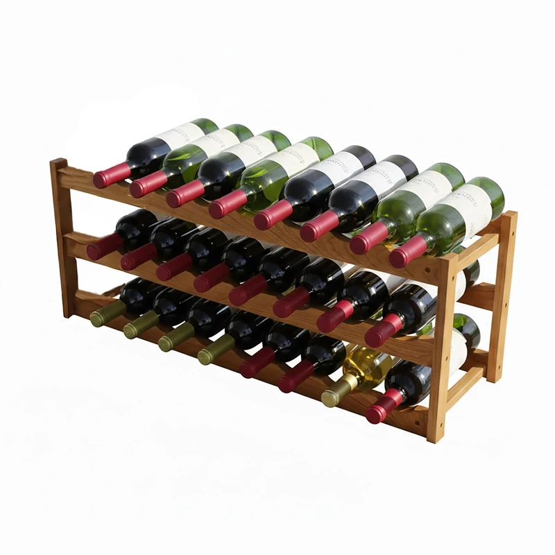 Relaxdays Wine Rack for 24 Bottles, Walnut, HWD: 28 x 78 x 21 cm, Holds Red & White Wine, Natural Style