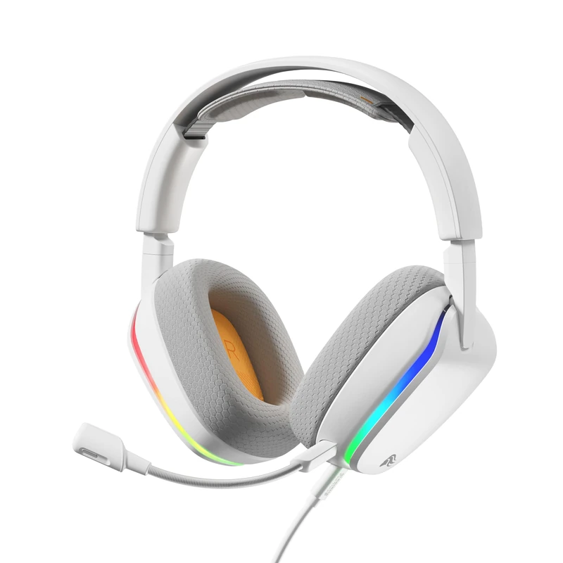 GLORIOUS GHS Eternal RGB - Stereo RGB Gaming Headset for PC, PS5, PS4, Switch - Custom Tuned Angled Drivers, Adjustable Crystal Clear Detachable Mic, USB-C - Durable, All Day/Night Comfort - White