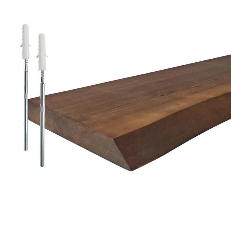 Relaxdays Rustic Live Edge Wall Shelf, Solid Pine, Floating Design, 3 Sizes, Multiple Colors