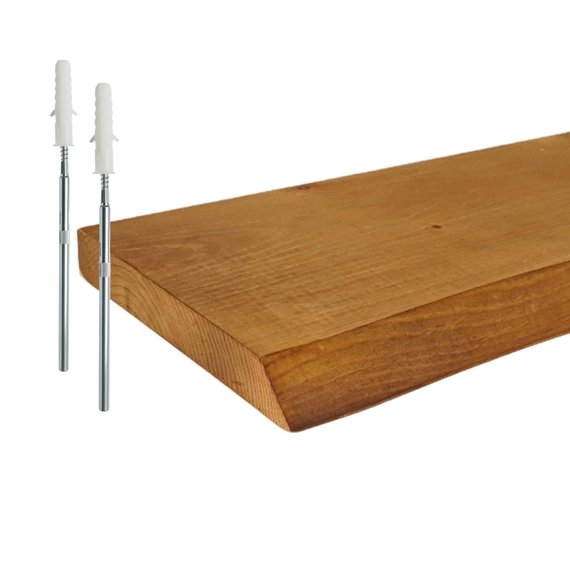 Relaxdays Rustic Solid Pine Wall Shelf, Live Edge Floating Shelf, 60x22x3 cm, Brown