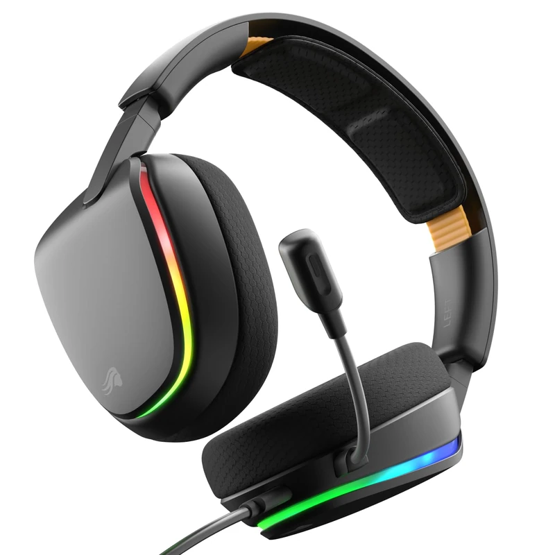GLORIOUS GHS Eternal RGB - Stereo RGB Gaming Headset for PC, PS5, PS4, Switch - Custom Tuned Angled Drivers, Adjustable Crystal Clear Detachable Mic, USB-C - Durable, All Day/Night Comfort - Black