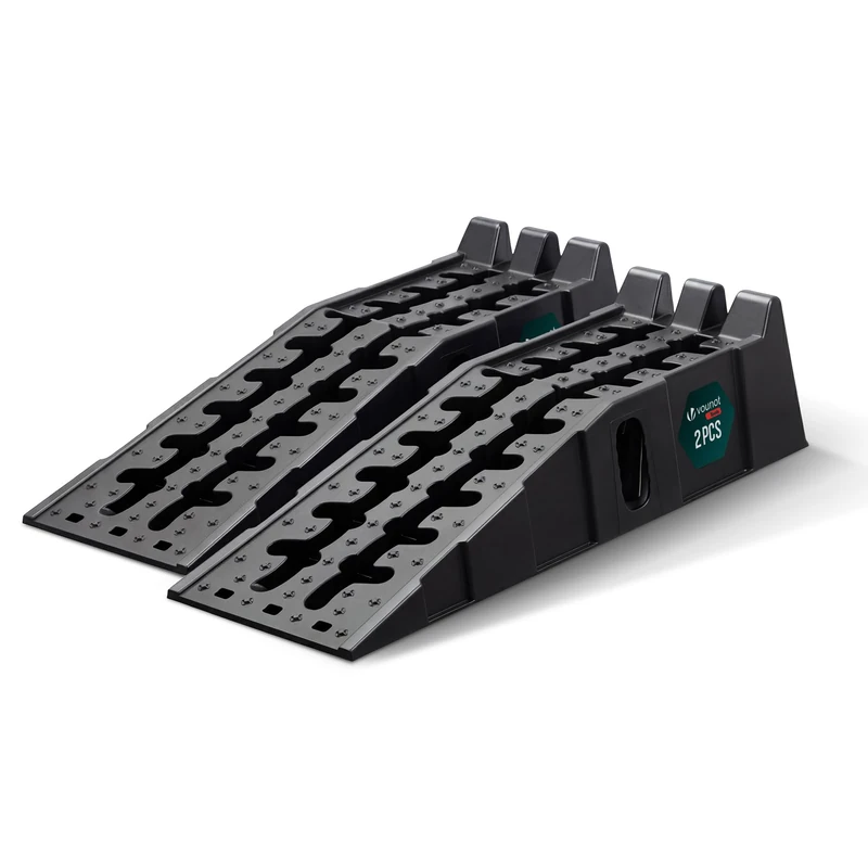 VOUNOT® Levelling Ramps, 2 Pack Heavy Duty Motorhome Levellers, Extra Wide 5 Tonne Capacity Caravan Ramps, 3 Height Level with Integrated Non-Slip Wedges, UV-Resistant, Black - Image 1