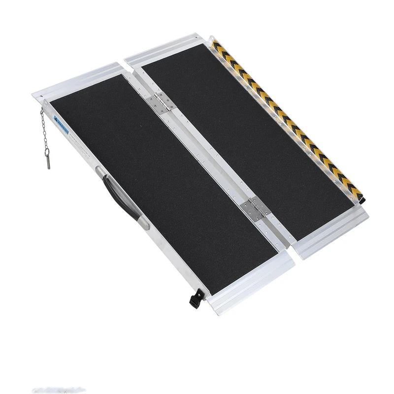 4FT Wheelchair Ramp for Home Steps, Portable Aluminum Wheelchair Ramp with Non-Skid Surface and Reflective Strips, Weight Capacity Up to 600 Lbs