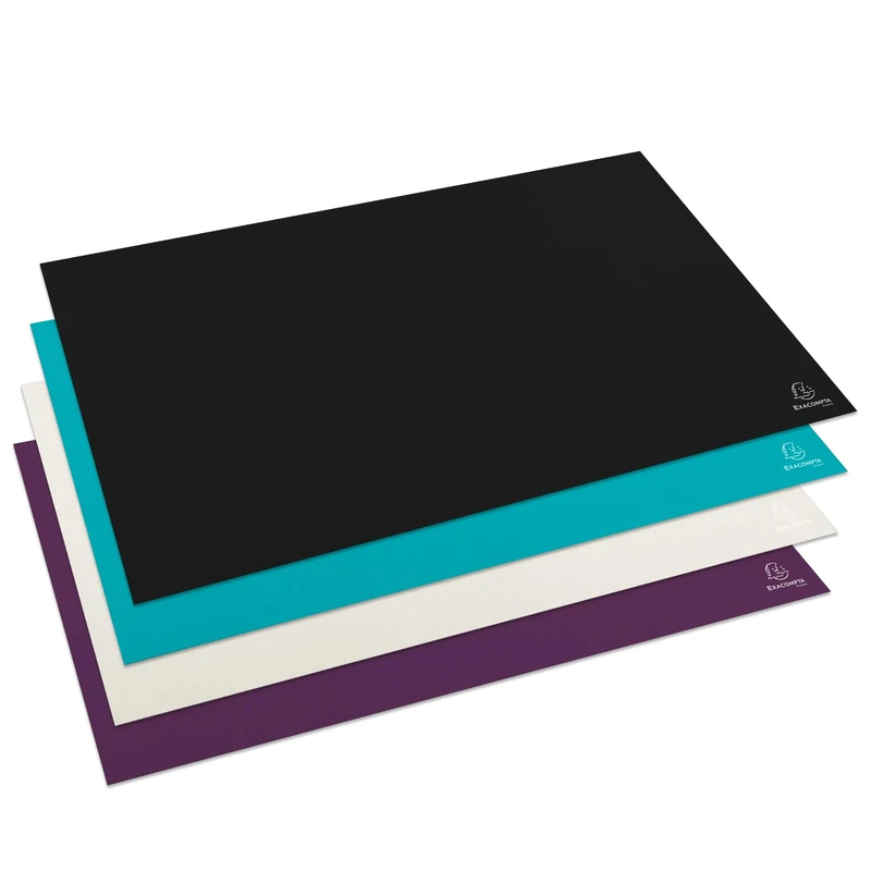 Exacompta - Ref. 60730D - Titane Desk pad 8 - in Hard Cardboard Covered with Laminated Soft Touch Matte Paper - 57.5 x 37.5 cm - Delivered Flat - Purple, Coconut, Black and Turquoise