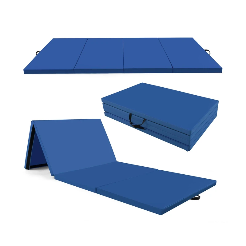 FANTASK Gymnastics Mat Foldable, 300 x 120 x 5 cm, Soft Floor Mat Made of PU with Carry Handles & Climbing Closure, Yoga Mat, Fitness Mat for Gymnastics, Yoga (Navy Blue)