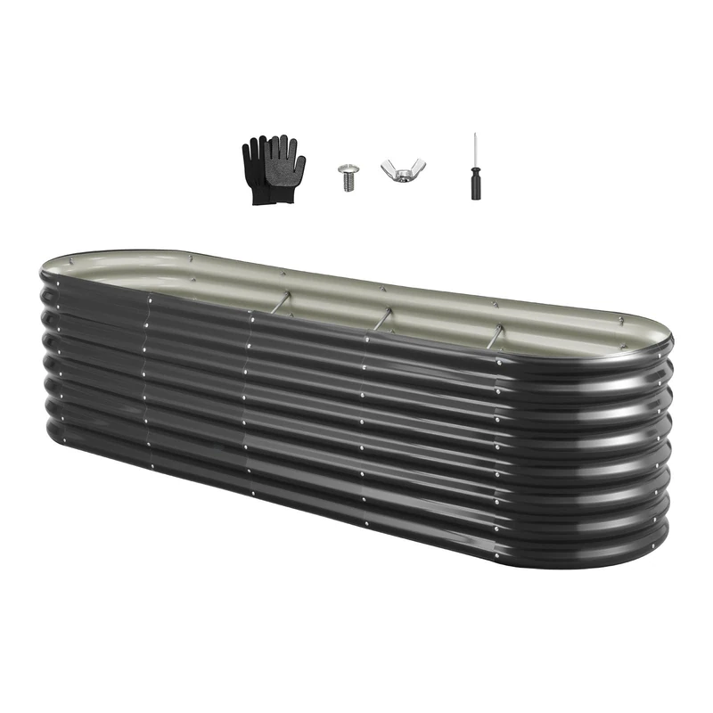 VEVOR Metal Raised Bed for Garden Balcony 2400 x 600 x 600 mm, Open Bottom Design, Large Raised Bed for Growing Vegetables, Flowers, Herbs and Succulents - Image 1