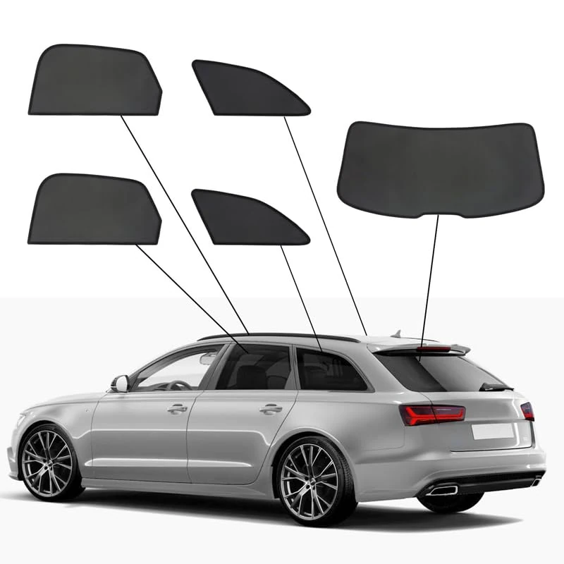SunClip Privacy & Sun protection compatible with Audi A6 (C7) Avant 2011-2018, Black