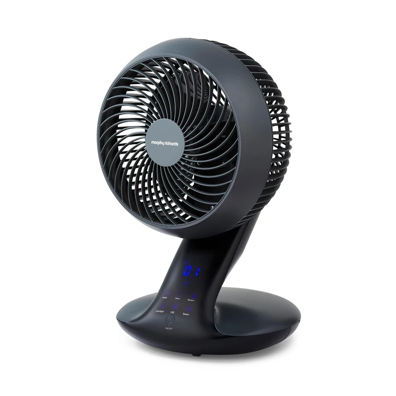 Morphy Richards Air Flex 10" Air Circulator Fan With Magnetic Remote Control, Powerful DC Motor, 3D Oscillation, Touch Panel Control, 8 Speed Settings, 8 Hour Timer Function, Low Noise, Black, 820004