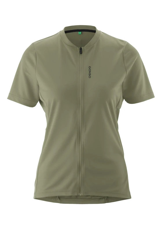 Gonso SITIVO Jersey Green W Women, Loose Cycling Jersey for MTB & Gravel, Breathable & Soft Cycling Jersey & Sports top with 4 Pockets