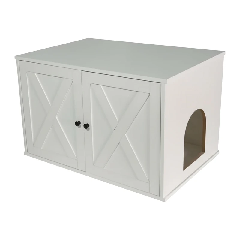 Relaxdays Cat Cabinet with Partition and Entrance for Litter Tray, 50x80x53 cm, White