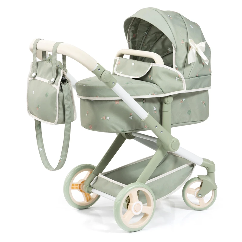 Bayer Design 17028AA Doll's pram Xeo, stroller, height-adjustable, reversible handle, convertible, bag, for girls and boys, 3+ age