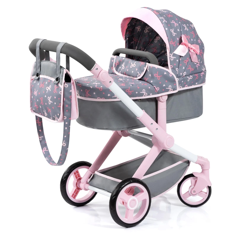 Bayer Design 17004AA Doll's pram Xeo, stroller, height-adjustable, reversible handle, convertible, bag, for girls and boys, 3+ age
