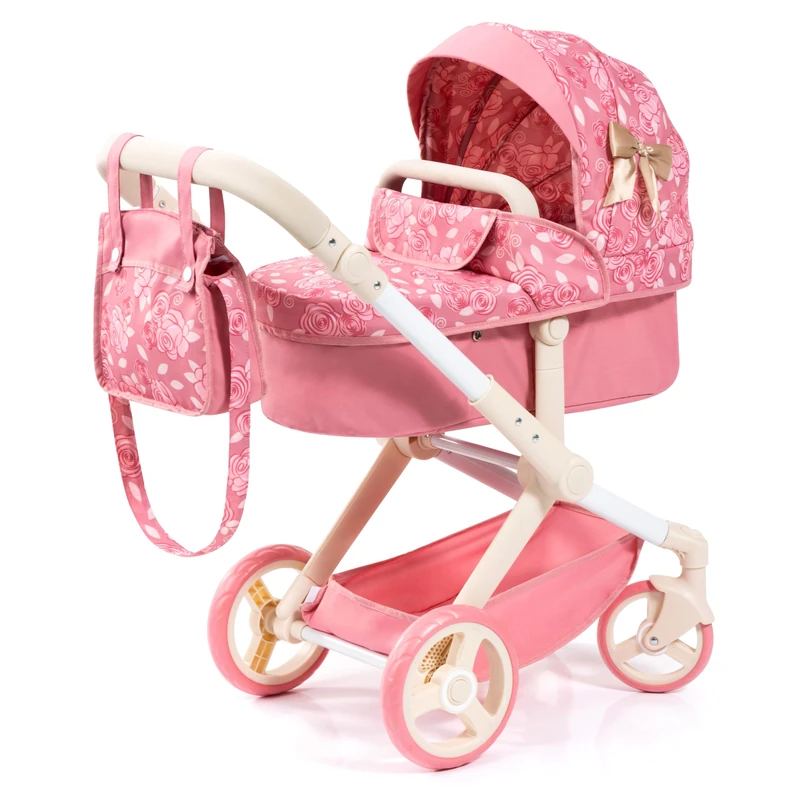 Bayer Design 17009AA Doll's pram Xeo, stroller, height-adjustable, reversible handle, convertible, bag, for girls and boys, 3+ age