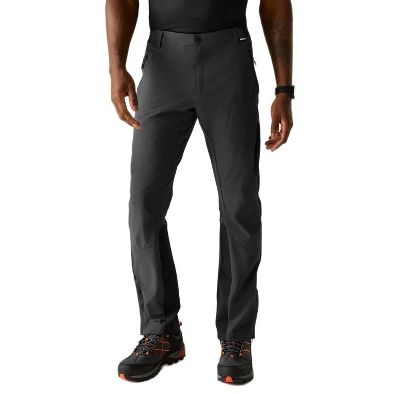 Regatta Mens Mountain Trousers Water Repellent Hiking Walking Pants Ash/Black