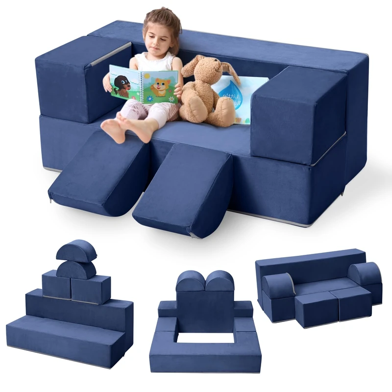 GarveeLife Children's Bed Sofa Convertible with 6 Modules Futon Foldable Furniture Sofa for Children's Room Bedroom Playroom