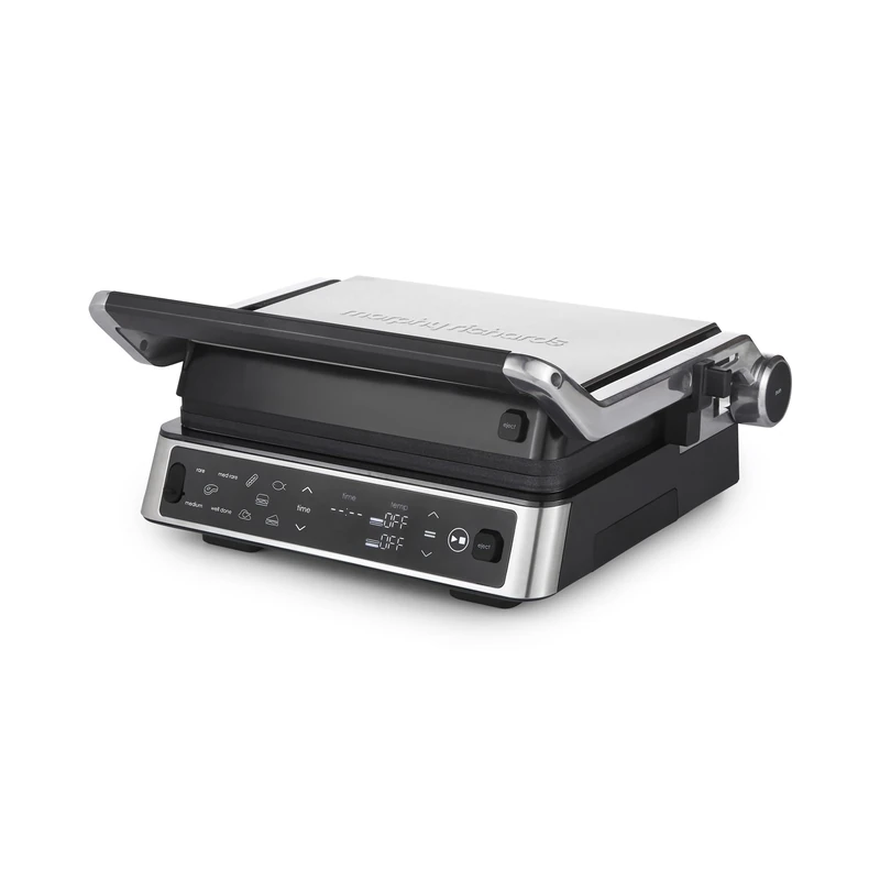 Morphy Richards ThermoGrill Contact Grill with Temperature Probe, Fast Heat, Detachable Non-Stick Plates, Adjustable Temperature & Height, Opens Flat, Integrated Oil Tray, Easy to Clean, 485501