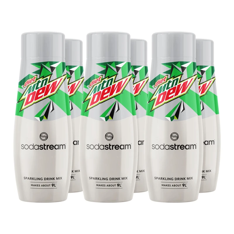 Sodastream Diet Mountain Dew® Syrup Drink Mix, Sugar Free Caffeinated Syrup, Citrus Flavour, 6 x 440ml Multipack, Home Sparkling Water, Makes Approx. 54L