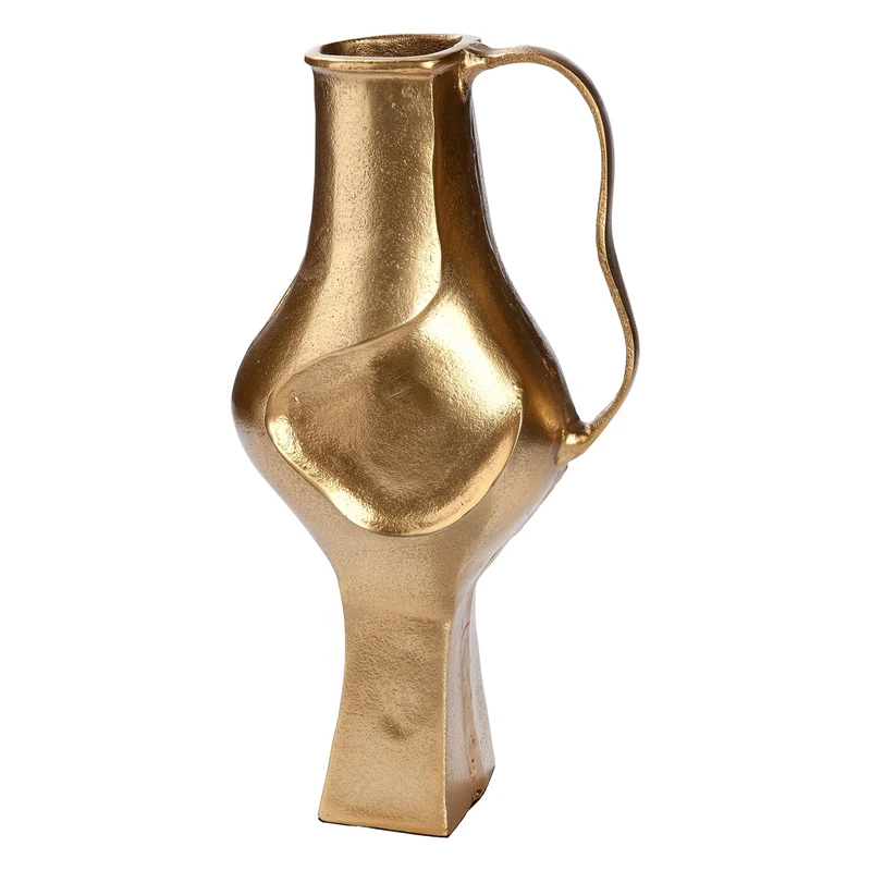 GILDE Antigua Vase Aluminium – Bulbous – Gold – Height 34 cm x Width 18 cm – Waterproof Flower Vase