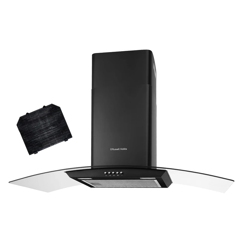 Russell Hobbs 90cm Curved Glass Cooker Hood - Black RH90GCH92A1B