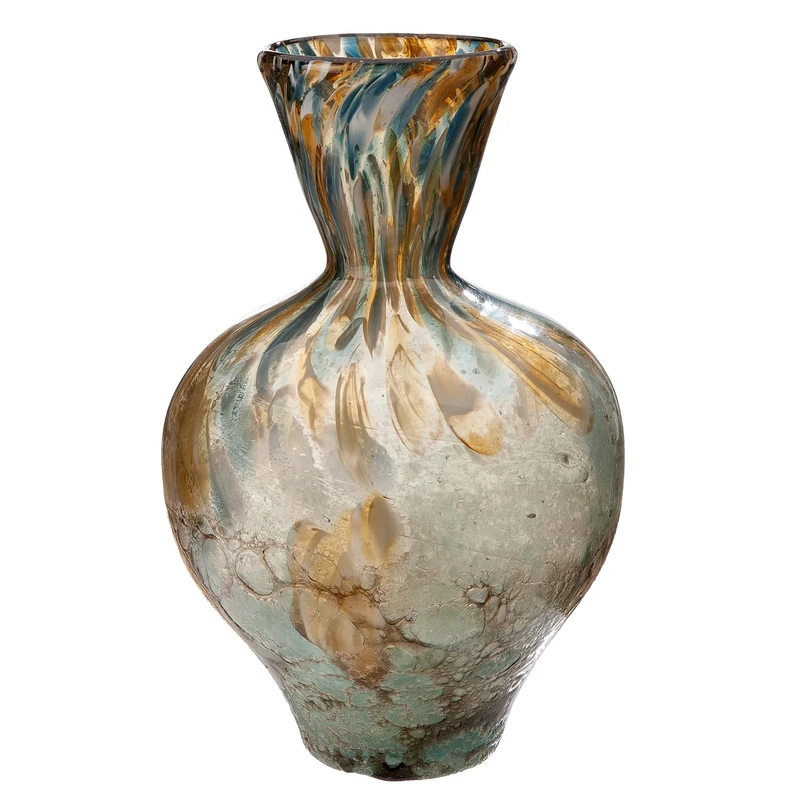 Bronko Glass Art Vase, Brown, Height 31 cm x Diameter 20 cm, Coloured and Waterproof, Flower Vase