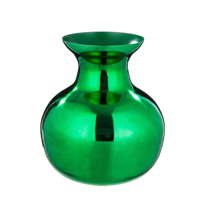 GILDE Kyoto vase, iron, bulbous, glossy, green, height 29 cm x diameter 25 cm, waterproof flower vase - Image 1