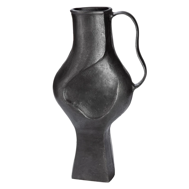 GILDE Antigua Vase Aluminium – Bulbous – Black – Height 43 cm x Width 24 cm – Waterproof Flower Vase