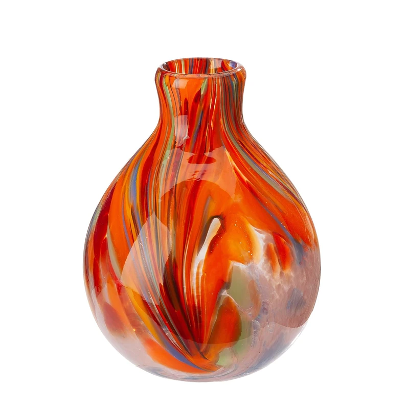 Glass Art Vase Dream Made of Glass – Orange – Height 24 cm x Diameter 18 cm – Coloured and Waterproof Flower Vase