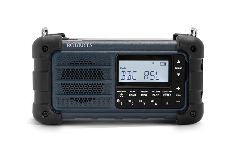 Roberts SOLARDAB99 FM/DAB/DAB+ Solar-Powered & Wind-up Portable Radio with Bluetooth, Flashlight and Emergency Siren, Blue