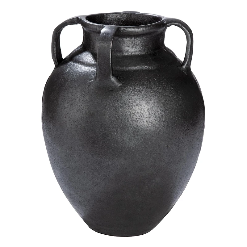 GILDE Antigua Aluminium Vase – Grey – Round – Height 25 cm x Diameter 20 cm – Waterproof Flower Vase - Image 1