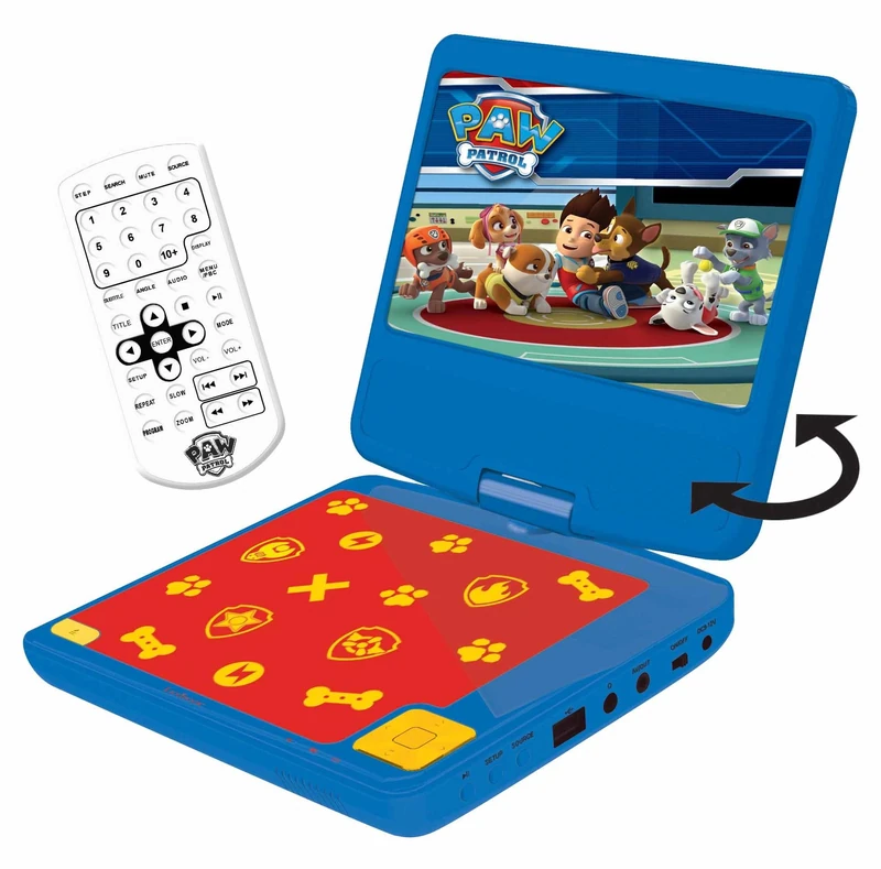 LEXIBOOK Paw Patrol Chase Portable DVD player, 7 "LCD, 2 Speakers, Rechargeable Battery, blue/red, DVDP6PALXB