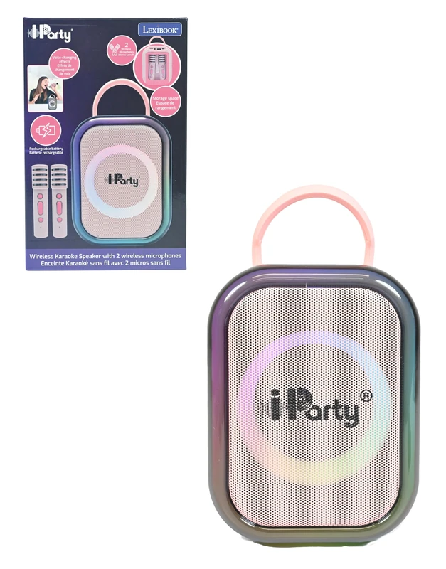 LEXIBOOK, Wireless Karaoke Speaker with 2 Microphones, Pink, BTC030PKLXB
