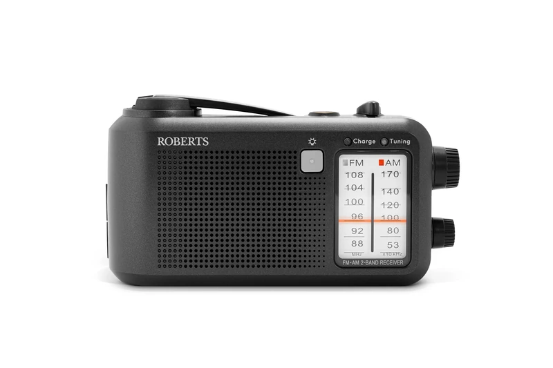 Roberts 9957S AM/FM Wind-up Portable Analogue Radio with Emergency Buzzer, Black - Image 1