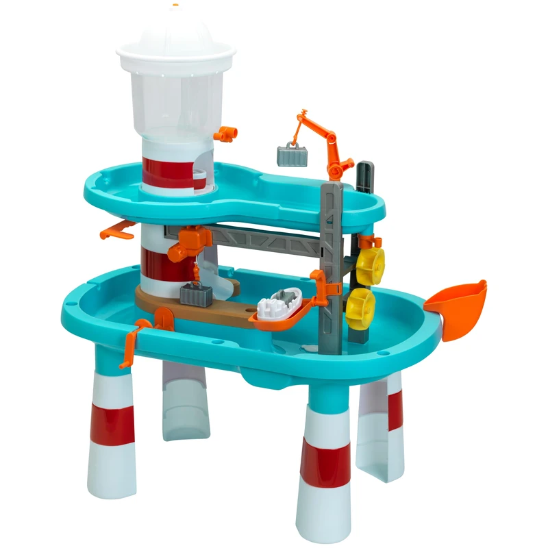 Theo Klein 7715 Aqua Action Lighthouse Splash | Large water play table with lighthouse, container crane, boat lift & spray function | Toy for children aged 3 years and up