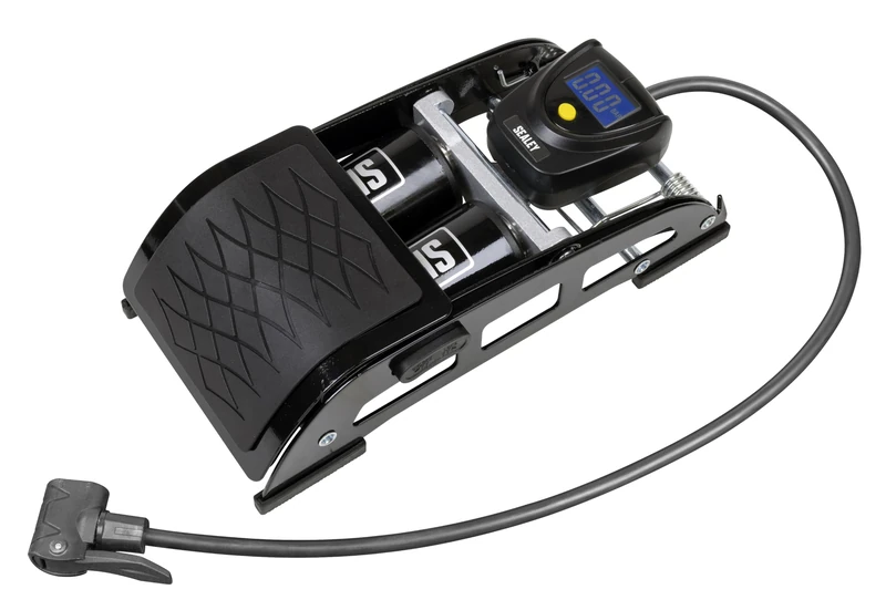 Sealey Twin Barrel Digital Foot Pump, 5bar, 73psi, LCD Screen - FP9D
