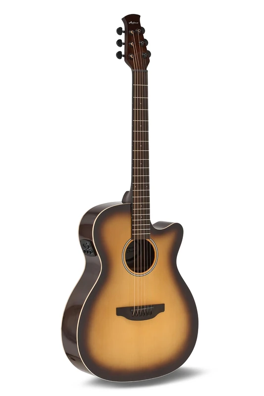 Applause Electro-Acoustic Guitar - Jump OM Electro Cut Gloss - Solid Spruce Top - Ovangkol Back - Cutaway - Tobacco Burst High Gloss - AEO-69-TB