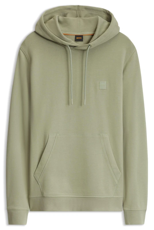 BOSS Cotton-terry Hoodie With Logo Patch Green